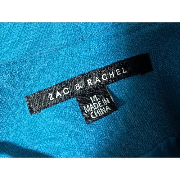 NWOT! ZAC & RACHEL! TURQUOISE BLUE BELTED WAIST 2 PC JACKET & SKIRT SUIT! SZ 14 - Picture 9 of 11
